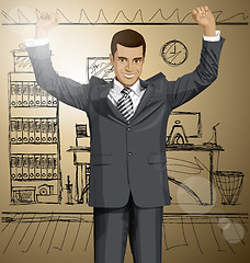 Image showing Vector Businessman With Hands Up 06