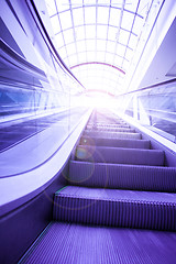 Image showing blue steps of escalator
