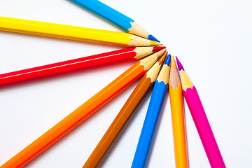 Image showing set of colored pencils on white background