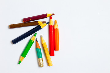 Image showing several vintage pencils on a white