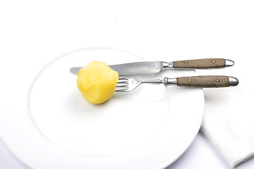 Image showing Peeled potato on table