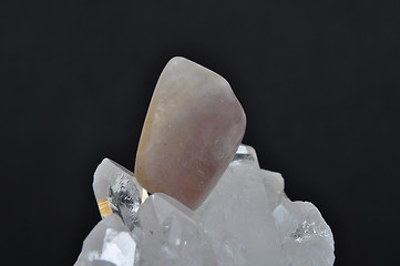 Image showing Fluorite on rock crystal