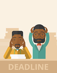 Image showing Two stressed african-american employees. 