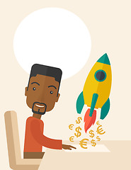 Image showing Black guy is happy to start up a new business.
