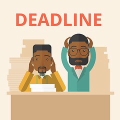 Image showing Two stressed african-american employees. 