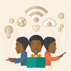 Image showing Black men using modern technology.