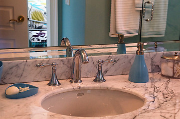 Image showing blue bathroom sink