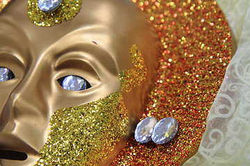 Image showing golden venice mask as easy background