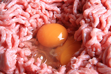 Image showing raw meat and eggs 