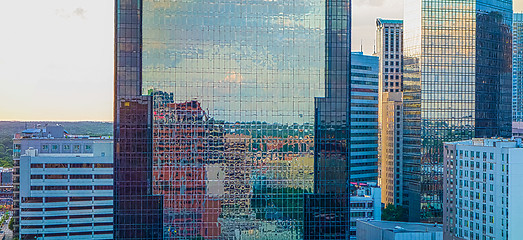 Image showing sunset over charlotte city skyline of north carolina