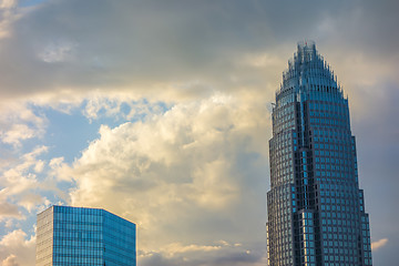 Image showing sunset over charlotte city skyline of north carolina