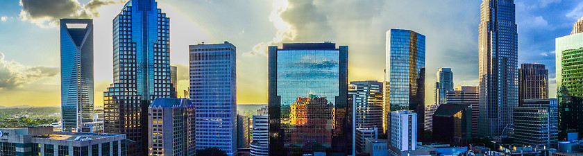 Image showing sunset over charlotte city skyline of north carolina