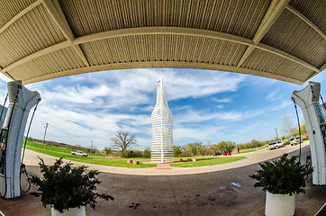 Image showing giant landmark of a soda pops monument in arcadia oklahoma