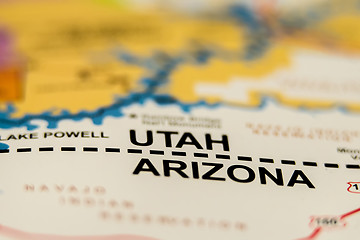 Image showing utah arizona border line on a map