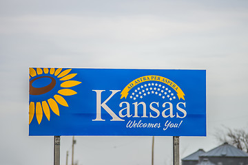 Image showing welcome to kansas state road  sign