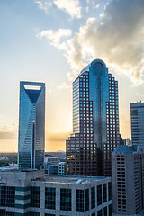 Image showing sunset over charlotte city skyline of north carolina