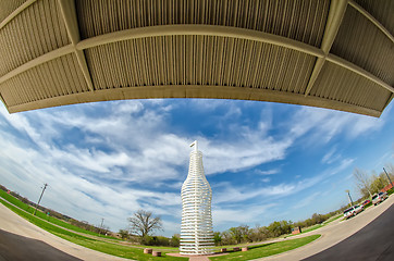 Image showing giant landmark of a soda pops monument in arcadia oklahoma