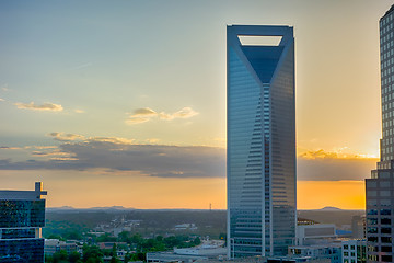 Image showing sunset over charlotte city skyline of north carolina