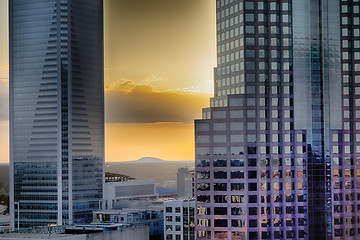 Image showing sunset over charlotte city skyline of north carolina