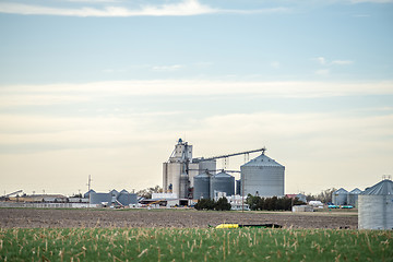 Image showing spring farmland before sunset on a cloudy day
