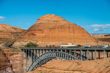 Image showing lake powell dam and bridge in page arizona