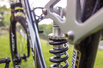 Image showing suspension close up of a mountain bicycle