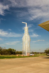 Image showing giant landmark of a soda pops monument in arcadia oklahoma