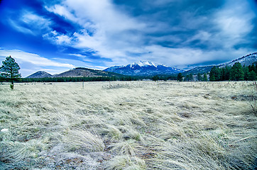 Image showing Scenic desert landscape with Humphreys Peak seen in the distance