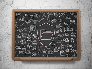 Image showing Business concept: Folder With Shield on School Board background