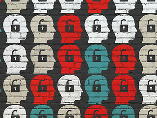 Image showing Business concept: Head With Padlock icons on wall background