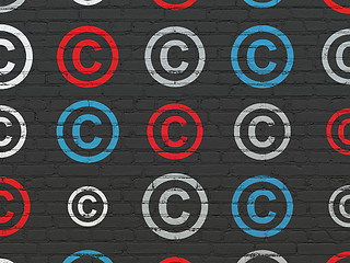 Image showing Law concept: Copyright icons on wall background