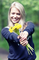 Image showing woman with dandelions