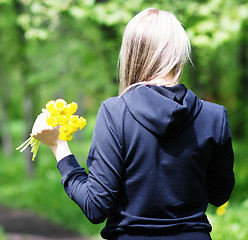 Image showing woman with dandelions