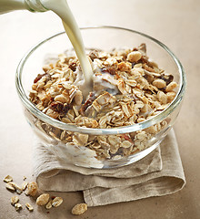 Image showing bowl of healthy breakfast muesli