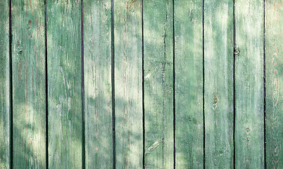 Image showing green wooden wall