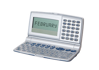 Image showing Electronic personal organiser isolated - Februari