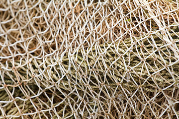 Image showing old rope fishing net trawl