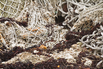 Image showing old rope fishing net trawl