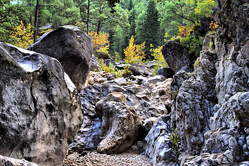 Image showing stream in  mountains in autumn