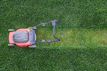 Image showing Grass cutter at the lawn