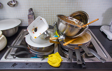 Image showing Dirty utensil on the kitchen