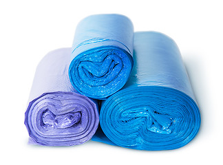 Image showing Three rolls of plastic garbage bags