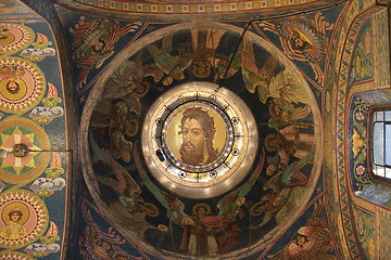 Image showing Jesus fresco on the ceiling the church