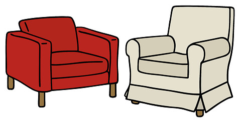 Image showing Red and white armchairs