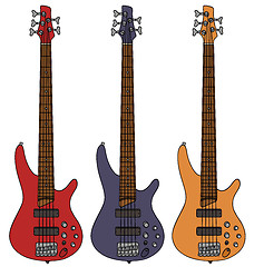 Image showing Electric bass guitars