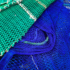 Image showing Green and blue fishing nets