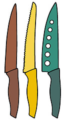 Image showing Color kitchen knives