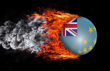 Image showing Flag with a trail of fire and smoke - Tuvalu