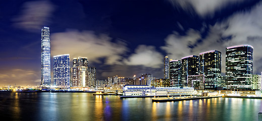 Image showing hong kong office buildings at night