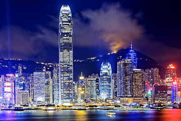Image showing hong kong office buildings at night
